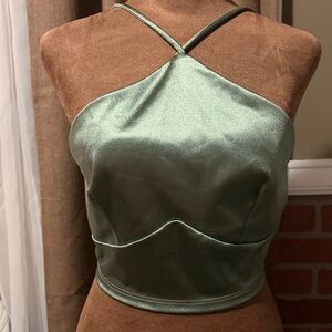 Satin Green Halter Top